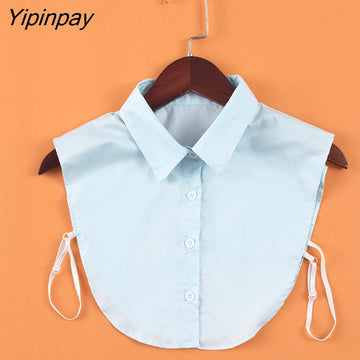 Yipinpay Ladies Blouse white fake collar turndown collar 2023 Fashion Elegant Women Fake Half Shirt Detachable Female Clothing